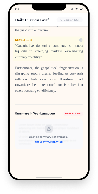 Translation unavailable screen